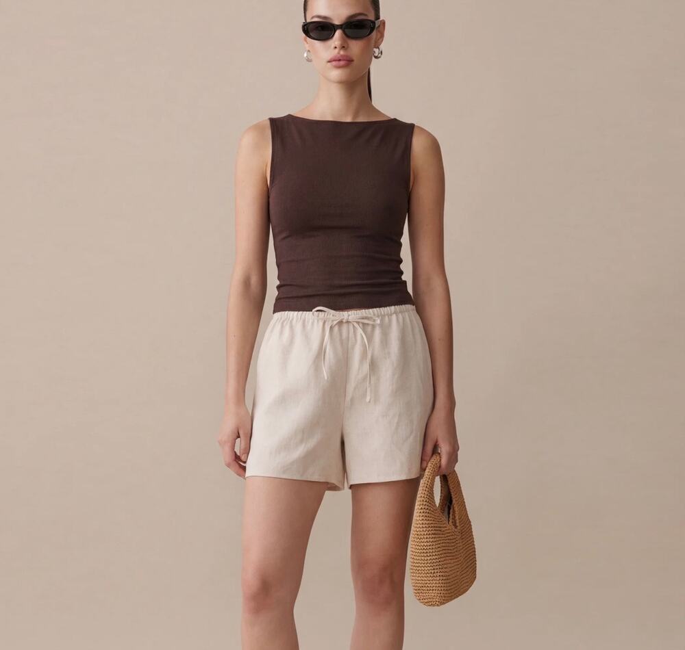 New Caara few moda clover linen shorts oatmeal $122 sz S